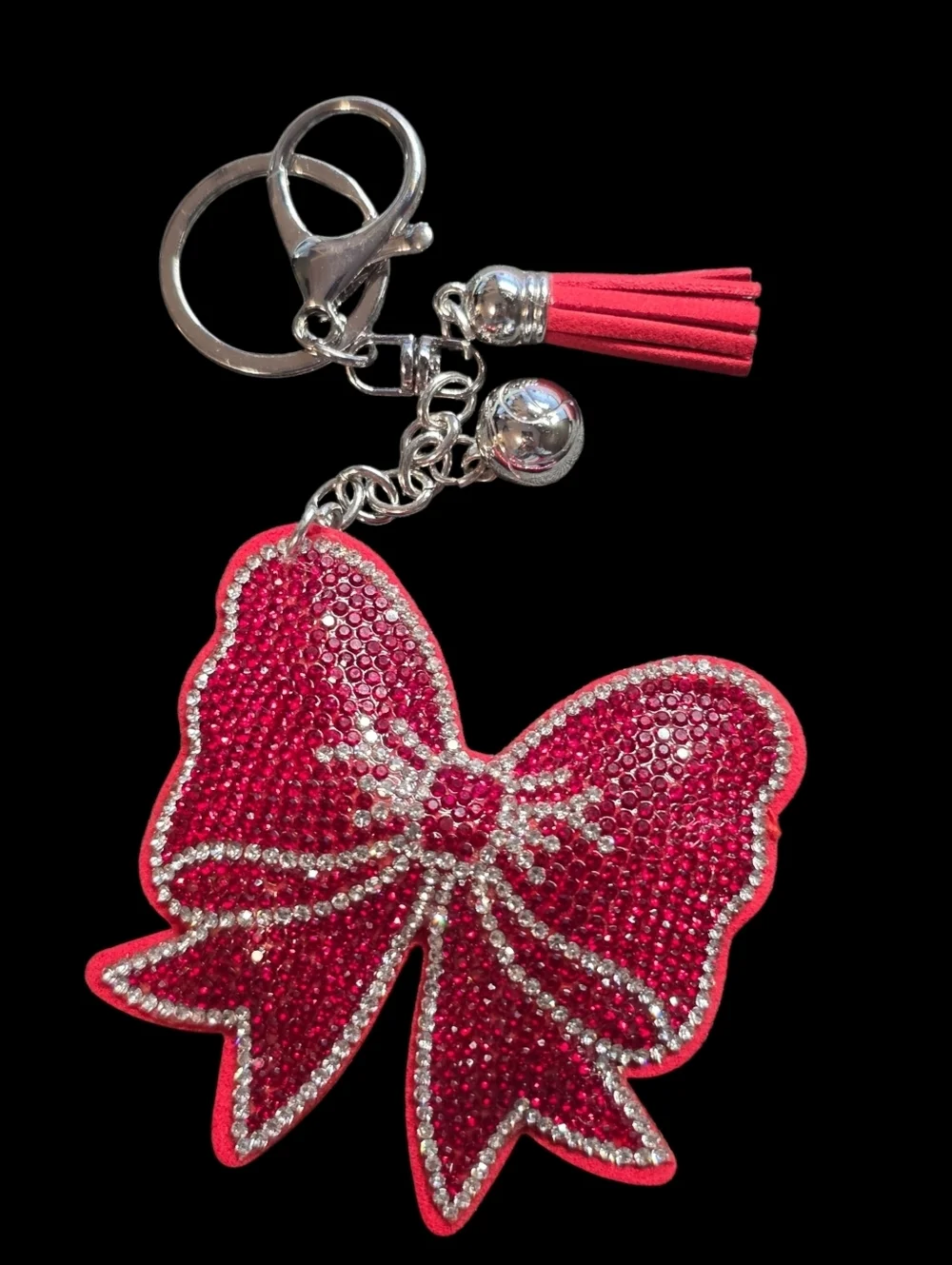 Red Rhinestone Bow Keychain Bag Charm